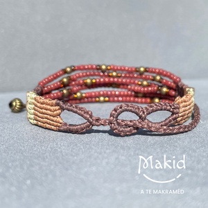 Gloria barna mikromakramé karkötő - ékszer - karkötő - karkötő medállal - Meska.hu