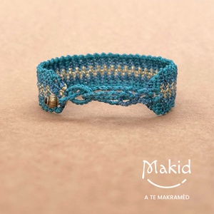 Inka arany-szövött mikromakramé karkötő - ékszer - karkötő - karkötő medállal - Meska.hu