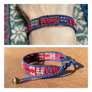 Gyöngymozaik mikromakramé karkötő - Meska.hu