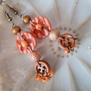 Enid's Orange Day fülbevaló , Ékszer, Fülbevaló, Lógó fülbevaló, Gyöngyfűzés, gyöngyhímzés, Fémmegmunkálás, MESKA