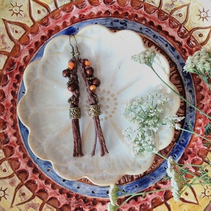 Olangi Warrior fülbevaló , Ékszer, Fülbevaló, Lógó fülbevaló, Gyöngyfűzés, gyöngyhímzés, Fémmegmunkálás, MESKA