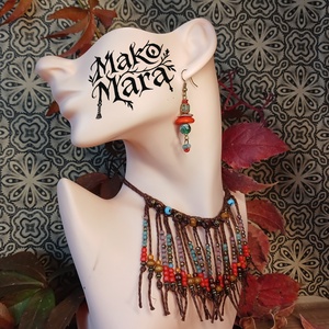 Frida's Red and Green fülbevaló  - ékszer - fülbevaló - lógó fülbevaló - Meska.hu