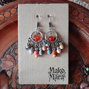 Ludmilla fülbevaló , Ékszer, Fülbevaló, Lógó fülbevaló, Gyöngyfűzés, gyöngyhímzés, Fémmegmunkálás, MESKA