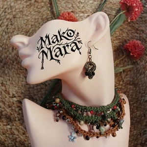 Furiosa fülbevaló , Ékszer, Fülbevaló, Lógó fülbevaló, Gyöngyfűzés, gyöngyhímzés, Fémmegmunkálás, MESKA