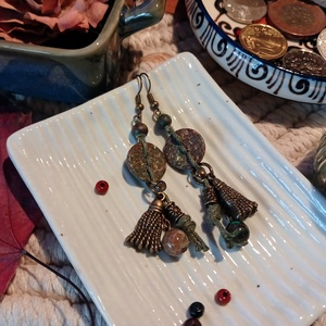 Omatikaya Warrior  fülbevaló , Ékszer, Fülbevaló, Lógó fülbevaló, Gyöngyfűzés, gyöngyhímzés, Fémmegmunkálás, MESKA