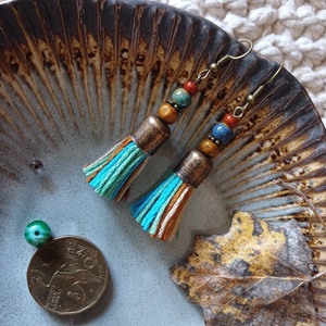 Chandarli fülbevaló , Ékszer, Fülbevaló, Lógó fülbevaló, Gyöngyfűzés, gyöngyhímzés, Fémmegmunkálás, MESKA