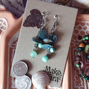 Metkayina Sea fülbevaló , Ékszer, Fülbevaló, Lógó fülbevaló, Gyöngyfűzés, gyöngyhímzés, Fémmegmunkálás, MESKA