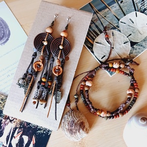 Olangi Tiretu szett, fülbevaló és karkötő, Ékszer, Ékszerszett, Gyöngyfűzés, gyöngyhímzés, Fémmegmunkálás, MESKA