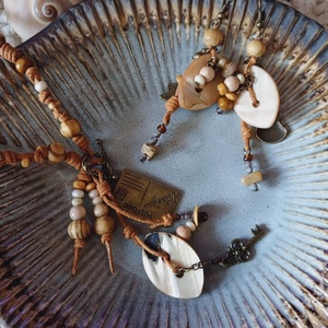 Metkayina Tiretu szett, fülbevaló és nyaklánc, Ékszer, Ékszerszett, Gyöngyfűzés, gyöngyhímzés, Fémmegmunkálás, MESKA