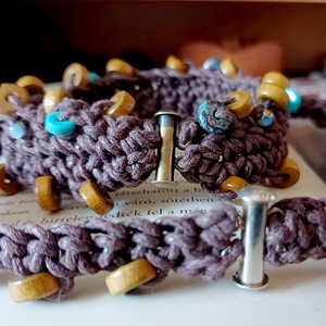 Navi Hunter kék-barna kagylós szett, nyaklánc és karkötő - ékszer - ékszerszett - Meska.hu