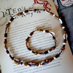 Navi Fisher unisex kagylós szett, nyaklánc és karkötő, Ékszer, Ékszerszett, Gyöngyfűzés, gyöngyhímzés, Csomózás, MESKA