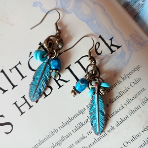 Blue Bird fülbevaló , Ékszer, Fülbevaló, Lógó fülbevaló, Gyöngyfűzés, gyöngyhímzés, Fémmegmunkálás, MESKA