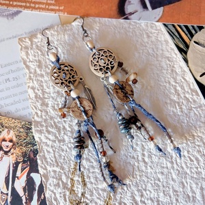 Metkayina Vines  fülbevaló , Ékszer, Fülbevaló, Lógó fülbevaló, Gyöngyfűzés, gyöngyhímzés, Fémmegmunkálás, MESKA