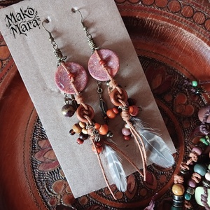 Tayrangi Vines fülbevaló , Ékszer, Fülbevaló, Lógó fülbevaló, Gyöngyfűzés, gyöngyhímzés, Fémmegmunkálás, MESKA