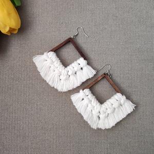 Makramé kocka fülbevaló, Ékszer, Fülbevaló, Lógó fülbevaló, Csomózás, MESKA