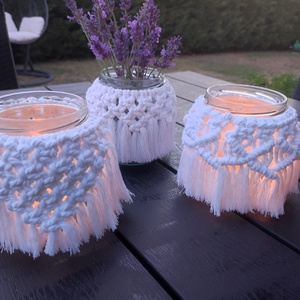 Makramé váza, mécsestartó - otthon & életmód - gyertya, illat, aroma - mécses és mécsestartó - Meska.hu