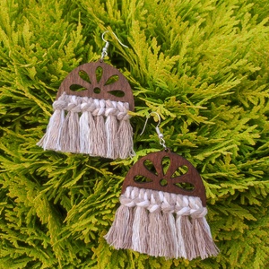 Makramé lila fülbevaló, Ékszer, Fülbevaló, Lógó fülbevaló, Csomózás, MESKA