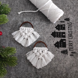 Makramé fülbevaló hófehét, Ékszer, Fülbevaló, Lógó fülbevaló, Csomózás, MESKA