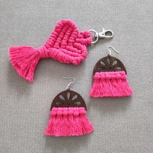 Pink fülbevaló - ékszer - fülbevaló - lógó fülbevaló - Meska.hu