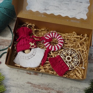 Makramé karácsonyi szett - karácsony - karácsonyi lakásdekoráció - karácsonyfadíszek - Meska.hu