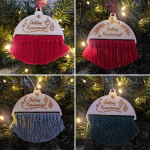 Makramé karácsonyfadísz nagy - karácsony - karácsonyi lakásdekoráció - karácsonyfadíszek - Meska.hu