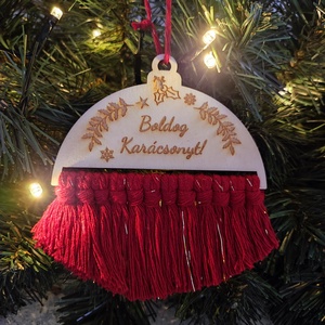 Makramé karácsonyfadísz nagy, Karácsony, Karácsonyi lakásdekoráció, Karácsonyfadíszek, Csomózás, MESKA