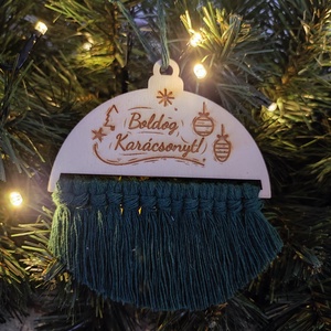 Makramé karácsonyfadísz nagy - karácsony - karácsonyi lakásdekoráció - karácsonyfadíszek - Meska.hu