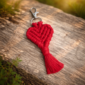 Makramé szív kulcstartó, Táska & Tok, Kulcstartó & Táskadísz, Kulcstartó, Csomózás, MESKA