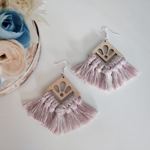 Kocka - virág makramé Fülbevaló - ékszer - fülbevaló - lógó fülbevaló - Meska.hu