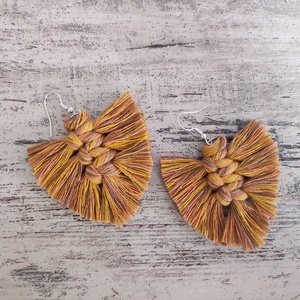 Makramé levél fülbevaló, Ékszer, Fülbevaló, Lógó fülbevaló, Csomózás, MESKA