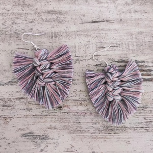 Makramé levél fülbevaló - ékszer - fülbevaló - lógó fülbevaló - Meska.hu