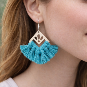 Türkiz fülbevaló - ékszer - fülbevaló - rojtos fülbevaló - Meska.hu