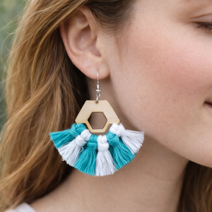 Türkiz fülbevaló - ékszer - fülbevaló - rojtos fülbevaló - Meska.hu