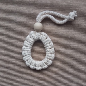 Makramé tojás dísz fa alapra, Ünnepi díszek, dekorációk, Húsvéti díszek és dekorációk, Húsvéti tojásfadíszek, Mindenmás, Újrahasznosított alapanyagból készült termékek, MESKA