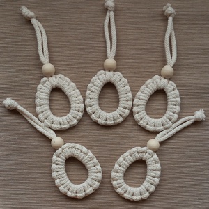 Makramé tojás dísz fa alapra - ünnepi díszek, dekorációk - húsvéti díszek és dekorációk - húsvéti tojásfadíszek - Meska.hu