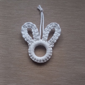 Makramé húsvéti nyuszifül dísz, Ünnepi díszek, dekorációk, Húsvéti díszek és dekorációk, Húsvéti tojásfadíszek, Újrahasznosított alapanyagból készült termékek, Mindenmás, MESKA