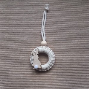 Makramé húsvéti karika, Ünnepi díszek, dekorációk, Húsvéti díszek és dekorációk, Húsvéti tojásfadíszek, Csomózás, Újrahasznosított alapanyagból készült termékek, MESKA