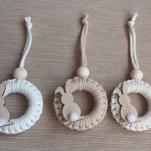 Makramé húsvéti karika - ünnepi díszek, dekorációk - húsvéti díszek és dekorációk - húsvéti tojásfadíszek - Meska.hu