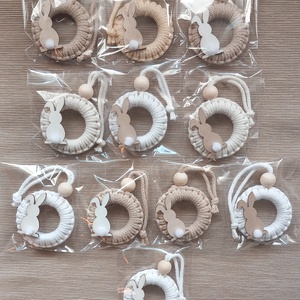 Makramé húsvéti karika - ünnepi díszek, dekorációk - húsvéti díszek és dekorációk - húsvéti tojásfadíszek - Meska.hu