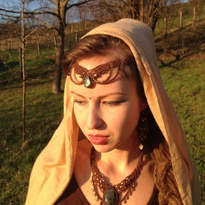 Tribal labradorit  makramé nyaklánc/ fejdísz tiara - Meska.hu