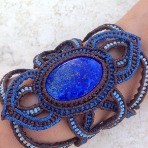 Lapisz lazuli kelta mintás makramé karkötő - ékszer - karkötő - fonott karkötő - Meska.hu