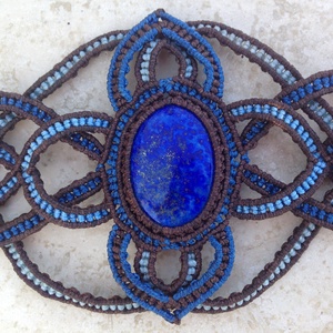 Lapisz lazuli kelta mintás makramé karkötő - ékszer - karkötő - fonott karkötő - Meska.hu