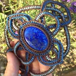 Lapisz lazuli kelta mintás makramé karkötő - ékszer - karkötő - fonott karkötő - Meska.hu