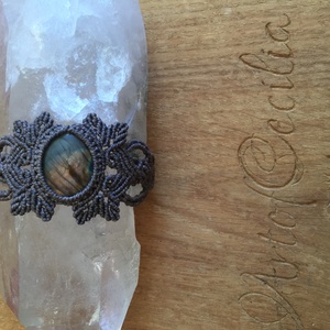 Labradorit féldágaköves makramé karkötő Türkiz csomózott karkötő - ékszer - Meska.hu