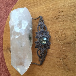 Labradorit féldágaköves makramé karkötő Türkiz csomózott karkötő - ékszer - Meska.hu