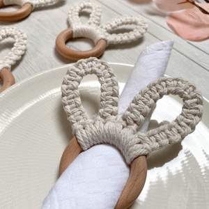 Makramé húsvéti nyuszifül szalvétagyűrű/dekoráció (4 db) - otthon & életmód - konyhafelszerelés, tálalás - tálalás - szalvétatartó, szalvétagyűrű - Meska.hu