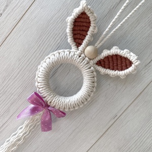 Makramé húsvéti nyuszi dekoráció/falidísz - otthon & életmód - dekoráció - fali és függő dekoráció - függődísz - Meska.hu