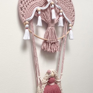Makramé hőlégballon gyerekszoba dekoráció, Otthon & Életmód, Babaszoba, gyerekszoba, Babaszoba dekoráció, Csomózás, Újrahasznosított alapanyagból készült termékek, MESKA