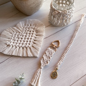 Makramé szett, Táska & Tok, Kulcstartó & Táskadísz, Kulcstartó, Csomózás, Újrahasznosított alapanyagból készült termékek, MESKA