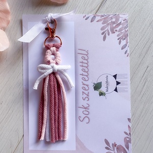 Makramé virágos-masnis kulcstartó � 1 virágos - táska & tok - kulcstartó & táskadísz - kulcstartó - Meska.hu